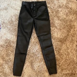 Free People Black Faux Leather Pants Size 28